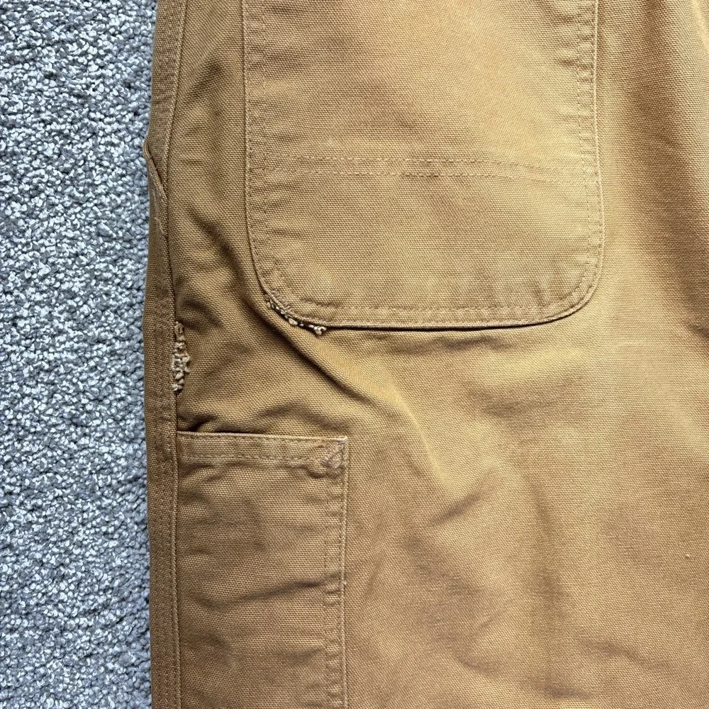 Carhartt Pants Mens 40x30 Brown Canvas Duck Dungaree‎ Fit Carpenter B11 BRN